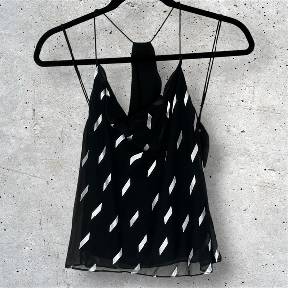 Alice + Olivia Women’s XS Silk Drape Neck Ribbon Tape Blast $225 NWT - Picture 1 of 13